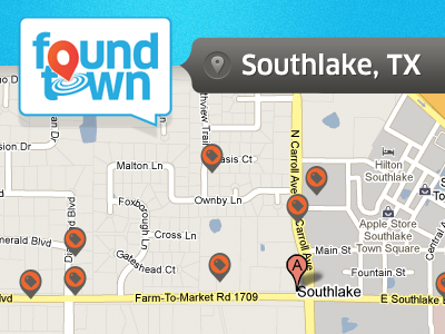 Found in your town app community foundtown local location map pin