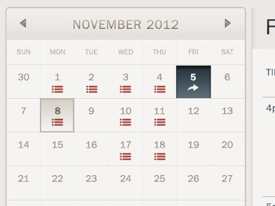 Calendar active application calendar coaches inactive interface schedule selected sports ui ux