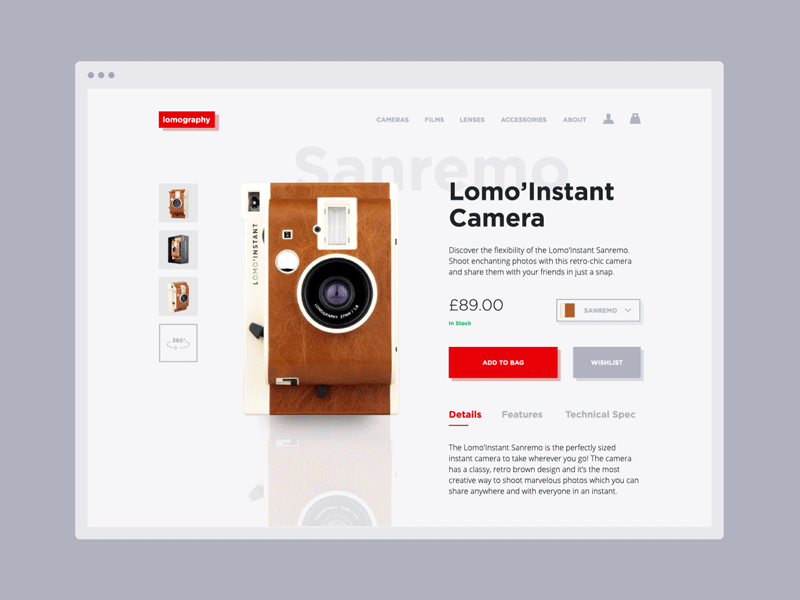 E-Commerce Shop - Lomography 📸 ae animation clean ecommerce gif loading motion shop ui ux web