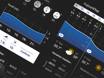 WearOS App Surf Report app charts courbe design graphic interface list meteo smartwatch ui ux uxui wearos webdesign