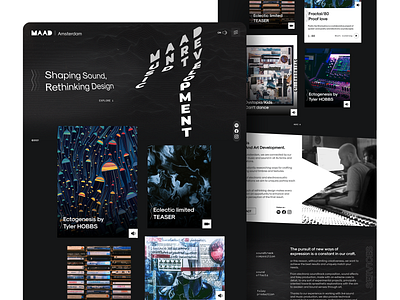 Webdesign Sound Studio agency app art black brand cards dark design interface landing page list music parallax scroll sound studio ui ux visual website