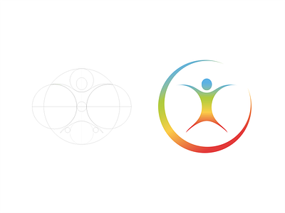 Vitruvian Man design gradient logotype