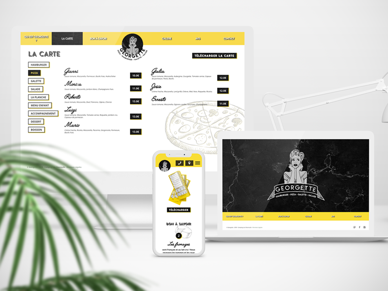 Website Georgette Restaurant brand carte menu yellow interface ui ux website webdesign restaurant