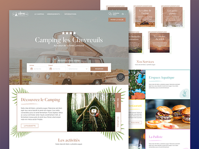 Camping les Chevreuils Website branding brown camping interface landing page reservation typo ui ux web website wildlife