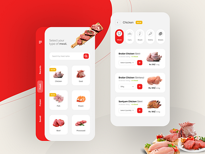 Meat App Concept app branding dribbble figma freelance design icon illustration meat minimal mobile app design ui ux