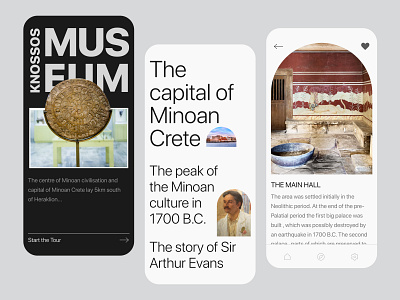 Knossos Museum Guide App app application archeology art crete design greese history knossos minimalistic mobile museum museum app simple typography ui ux