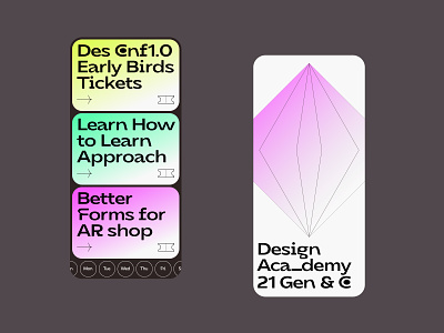 Design Academy Events 2022 cards contemporary courses design academy design events events gradients lectures list mobile mobile design mobile website modern ui ux website