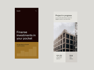 Finanse investments — Mobile business clean contemporary finanses gold growth main page minimalistic mobile mobile website modern money technology tuxury ui ux web website