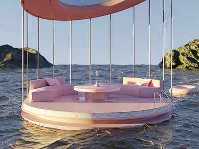 Aesthetic Architectural Design 3d aesthetic animation architecture concept design graphic design illustration lifestyle luxury ocean pink pool rich rocky vacation