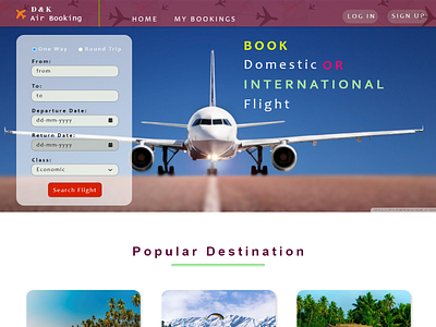 Landing Page for Flight Booking Site adobe xd design graphic design website design