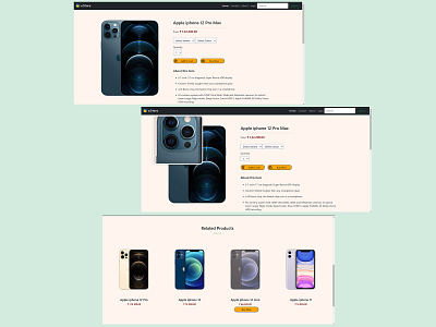 Product page for ecommerce site