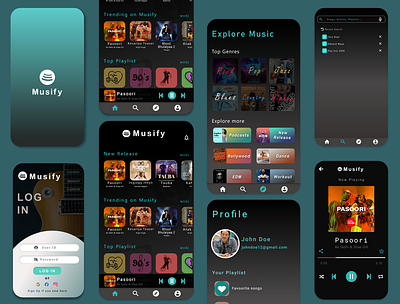 Musify- A music streaming app. adobe xd app appdesign application branding design figma graphic design illustration logo ui uidesign uiux ux uxdesign vector website design