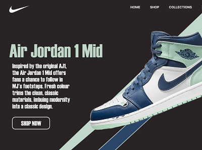Nike Air jordan 1 mid Sneakers banner branding figma jordan landing page nike product sneakers ui uiux