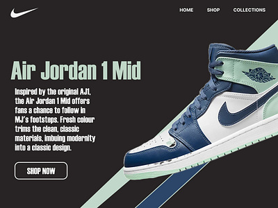 Nike Air jordan 1 mid Sneakers banner branding figma jordan landing page nike product sneakers ui uiux