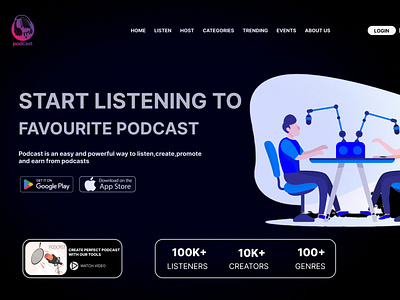 Podcast Website UI banner branding design figma landing page product ui uiux web design website