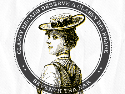 Classy Broads badge circle lady retail seventh tea bar tea