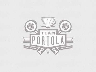 Team Portola 2.0 badge coffee competition crest espresso portafilter portola coffee lab ribbon tamp