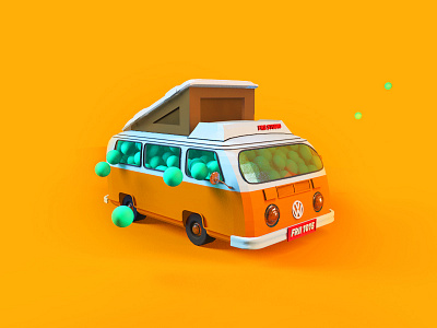 Van bus c4d dream van volkswagen yellow