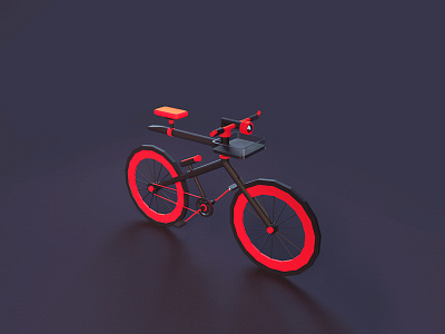 Bike bike c4d dark glass model red simple