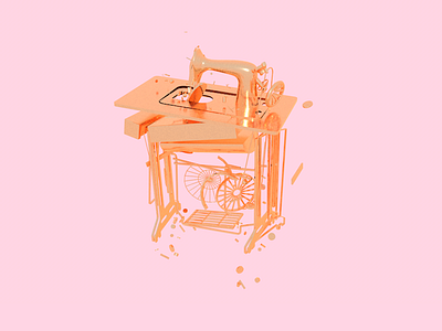 sewing machine c4d gold machine pink sewing