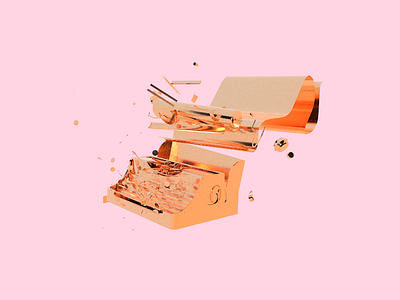 Gold typewriter c4d gold pink typewriter