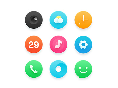 Icon browser calendar calling camera clock icon message music setting weather