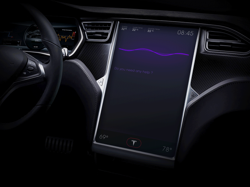 Tesla voice animation car card dark motion tesla voice