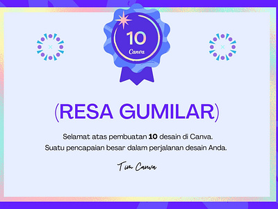 SERTIFICATE CANVA DESIGN RESA GUMILAR 3d animation graphic design motion graphics sertificate ui