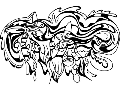 Tribal abstract art branding concept design flow form illustration line minimal monochrome style