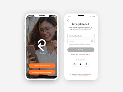 Reimbursify Mobile App branding ui ux