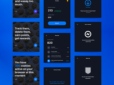 Cookiez – Track how many cookies you get online app chrome chrome extension clean cookie cookies dark design download extension google interface privacy tracker ui ux