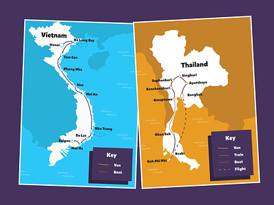 Backpacking Tours | Tour Maps backpacking bali branding cambodia design geography illustration infographic map thailand tour tourism travel vietnam
