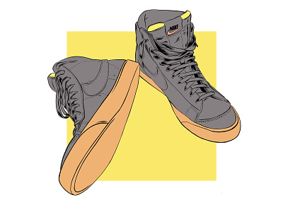 Nike Blazer Mid '77 art design drawing graphic design illustration illustrator nike shoes sneakers vector