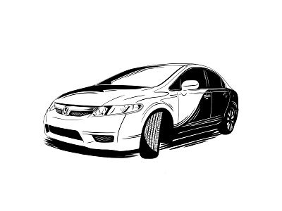 Honda Civic (8th Gen) art car civic design drawing graphic design honda honda civic illustration illustrator one color vector