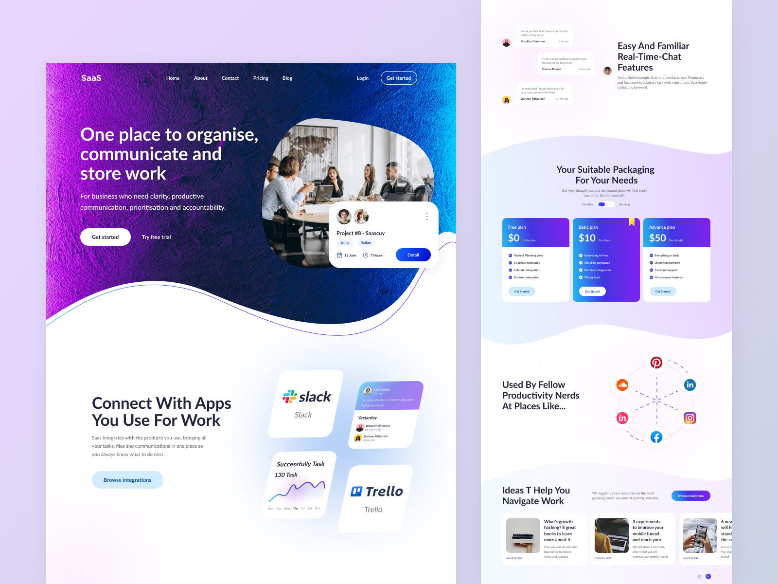 🖇 SaaS - Homepage UI Concept (Design) by Tim Vasilevskiy on Dribbble