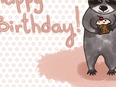 Birthday racoon birthday bright card illustration picture racoon