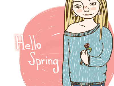 Happy spring to everyone bright funny girl illustration spring