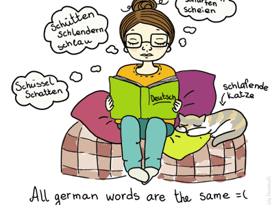 all german words are the same cat funny girls illustration