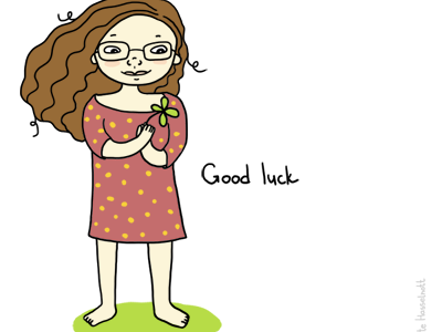 Good luck bright card funny girls illustration