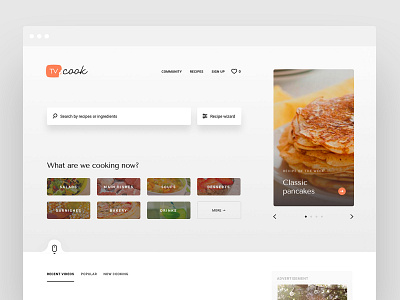 Cooking website cooking recipes ui web