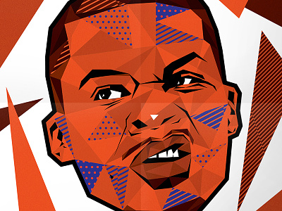 NBA Low Poly Pop Art - Russell Westbrook basketball geometric illustration low poly nba okc thunder russell westbrook vector