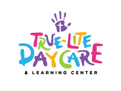 True-Lite Daycare & Learning Center Logo children christian colorful daycare hand type kids logo typography