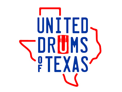 United Drums of Texas blue drums logo oilfield red simple texas united west western