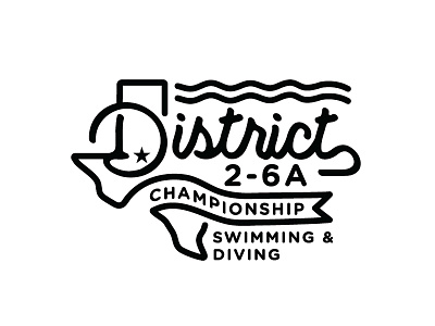 District Swimming & Diving Championship black bold diving logo simple swimming texas typography white