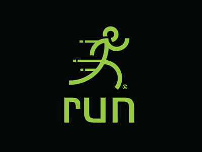 Run art direction bold branding club logo modern movement run running simple track