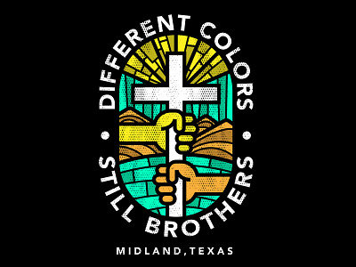 Different Colors, Still Brothers. badge brothers christian colors cross stained glass t shirt