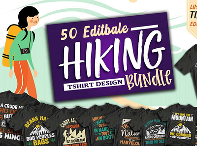 50 Hiking Tshirt design Bundle shirt t shirt t shirt design t shirtdesign trendy design tshirt tshirt design