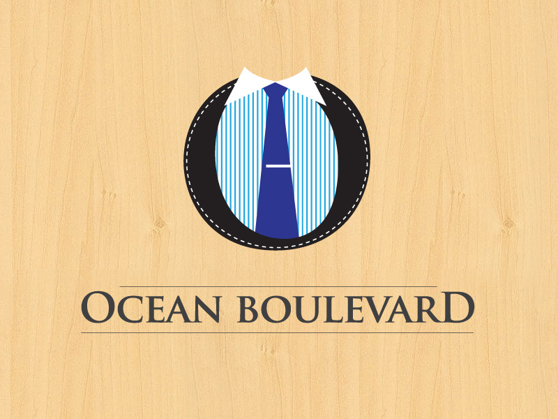 Ocean Boulevard ocean boulevard logo owdesignz tie stripes blue collar tiepin wood