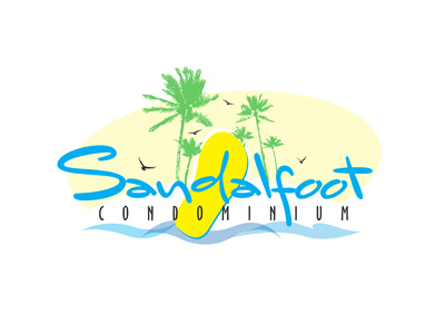 Sandalfoot Condominium condominium foot logo owdesignz palm trees birds sandal