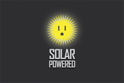 Solar Powered electricity energy fun logo plug solar sun